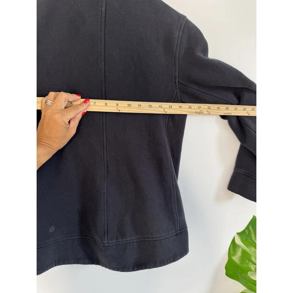 Lululemon Fleece Be True Moto Jacket Womens Size 2‎ Black Asymmetric Zip Quilted